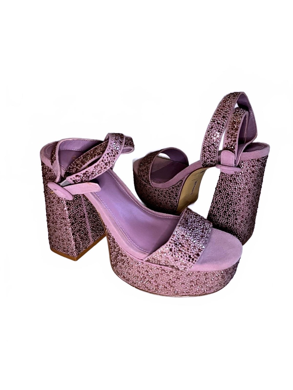 Larroude Ari Crystal Platform Pumps Purple/Lilac Rhinestone Women’s 7.5